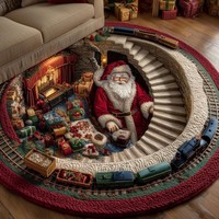 3D-Gedruckter Kristallvelours Runder Weihnachtsteppich Wohnzimmer Sofa Festliche Atmosphäre Dekoration Unterstützt Individualisierung