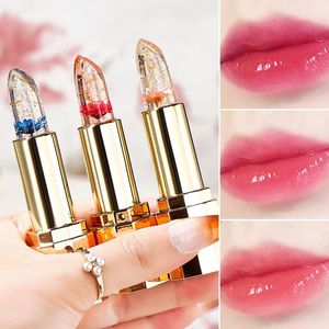 Rossetto Trasparente Effetto Gelatina con Fiori, Balsamo Labbra Idratante e Nutriente, Non Appiccicoso, Cambia Colore con la Temperatura, Rossetto con Lamina d'Oro - Product Image 2