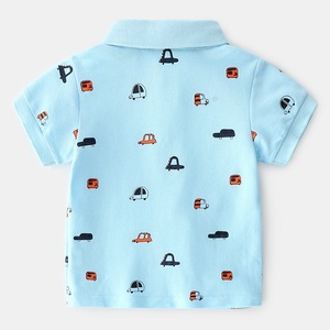 New Product Bulk Buy From China Children Print <b>Cartoon</b> Car Polo 100 Cotton Short Sleeve T-shirt - Product Image 3
