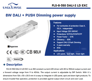 EAGLERISE FLS-8-350 DALI-2 LD EXC AC-DC LED aydınlatma güç kaynağı girişi 220-240VAC çıkış 9-42VDC DALI + itme karartma 8W - Product Image 2