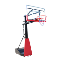 Poteau de basketball mobile robuste en acier, réglable en hauteur, avec panneau arrière en verre trempé et anneau, pour usage extérieur par enfants et adultes