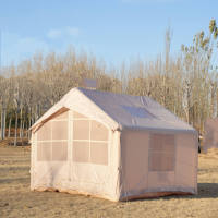 Tentes de camping gonflables en coton Oxford YOLO pour l'extérieur, tente safari, vente en gros, imperméable 7.5 ㎡   Tente de camping gonflable 2U Door House