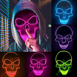 Máscaras Faciales LED Luminosas Blancas al por Mayor, Máscaras de Terror con Luz Fría, Máscaras Faciales de Halloween con Efecto de <span class=keywords><strong>Grito</strong></span>, 10 Colores, Máscara de Fiesta con Flash - Product Image 2