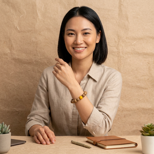 Pulsera de Madera de Agar Vietnamita Natural Clásica con Cuentas de Coral Amarillo, Joyería al por Mayor, AL-SV-0029-12, Regalo Unisex - Product Image 4