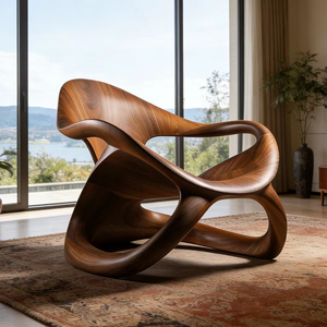 Fauteuil lounge moderne en fibre de verre, design artistique de luxe, fauteuil sculptural pour salon, siège d'appoint unique fait main pour la maison - Product Image 3