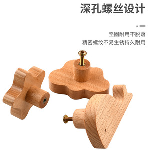 Wooden Handle Novelty Shape Cabinet <b>Door</b> Knob Durable <b>Rustic</b> Style - Product Image 1
