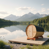 Triunity SUANA-SD Moderne, Poêle de Sauna Commercial Extérieur Électrique 9KW à Infrarouge Lointain pour 2 Personnes, Finition Anti-UV Rouge, pour Salle de Sport
