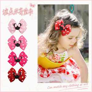Pasador de Pelo con Lazo de Acrílico con Puntos y Lentejuelas de 5cm para Niñas, Accesorios para el Cabello con Diseño de Mickey Mouse para Fiestas - Product Image 2