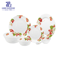 Vaisselle en verre d'opale rouge Extra forte, bol et assiette d'opale rouge, bol et cuillère d'opale 28 pièces