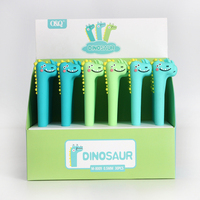 O&Q Portaplumas de Goma Dura al por Mayor con Lindo Dinosaurio, Bolígrafos de Gel con Rodillo para Descompresión, Color Azul Brillante