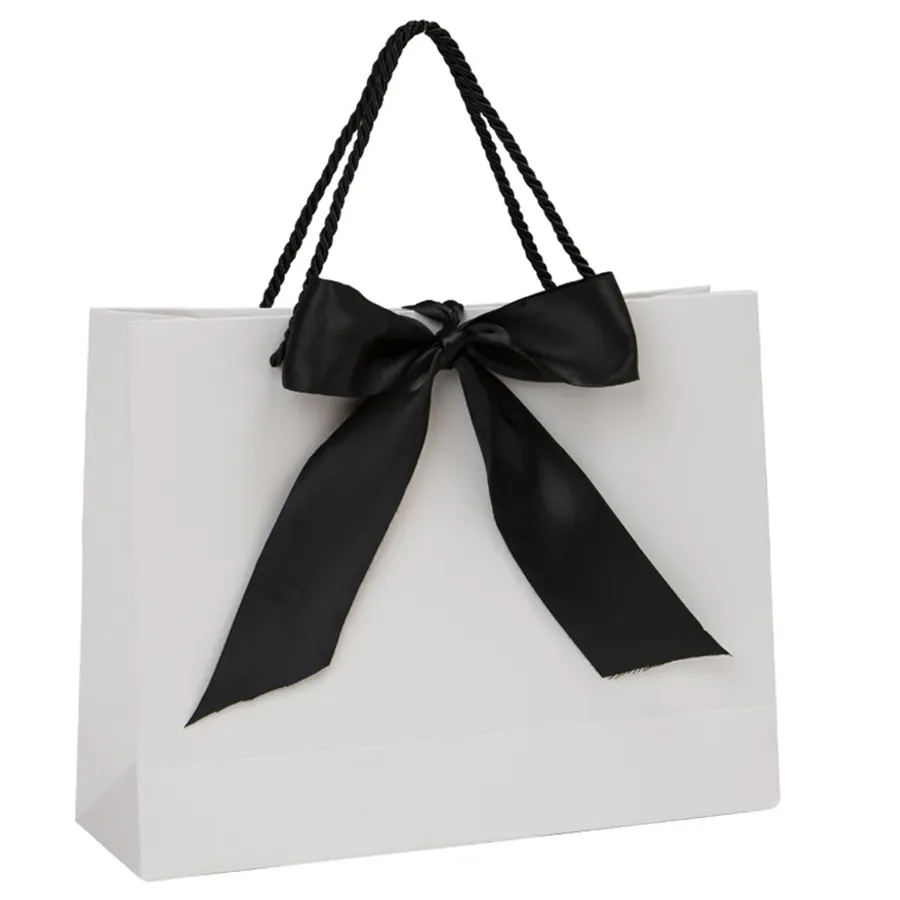 Custom Logo Luxury Ribbon Handle Gift Paper Bags Clothing Shopping Wedding Packaging Victorias Secret Pink Bags