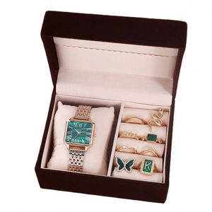 Ladies Watch Small Green Watch Steel Band Quartz Watch + Ring <b>Set</b> <b>Gift</b> Box Wrapped Holiday Women's <b>Gift</b> <b>Set</b> - Product Image 4
