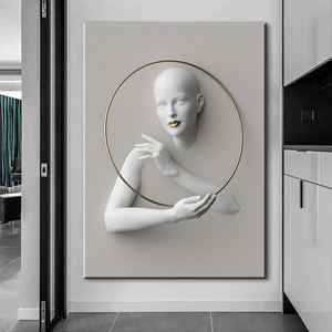 <span class=keywords><strong>Arte</strong></span> moderna della tela della figura umana 3D con il cerchio d'oro per la decorazione della parete del salotto - Product Image 2