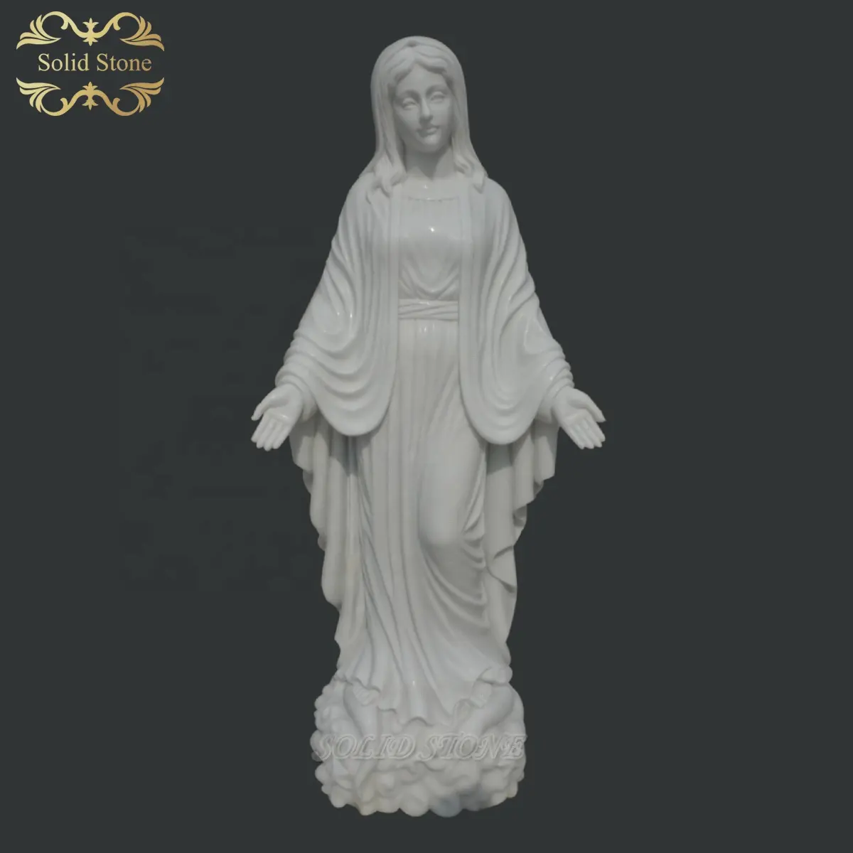 Vida tamaño tallada a mano de mármol blanco Virgen María-Jardín-estatua