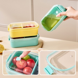 Portable Food Grade Plastic Rectangular <b>Lunch</b> <b>Box</b> Fruit Students Office Workers Home Use Divided <b>Lunch</b> - Product Image 2