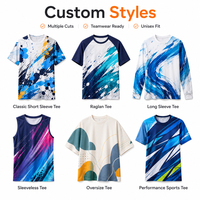 T-shirt personnalisé imprimé sur toute la surface, impression par sublimation 3D, 100% polyester, séchage rapide, respirant, vêtements de sport, uniformes d'équipe, en gros