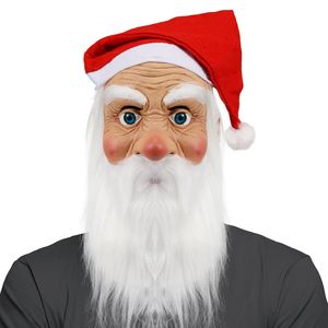 Masque De Père Noël, Barbe Blanche En Latex, Masque Complet De Vieil Homme, Masque De Costume De