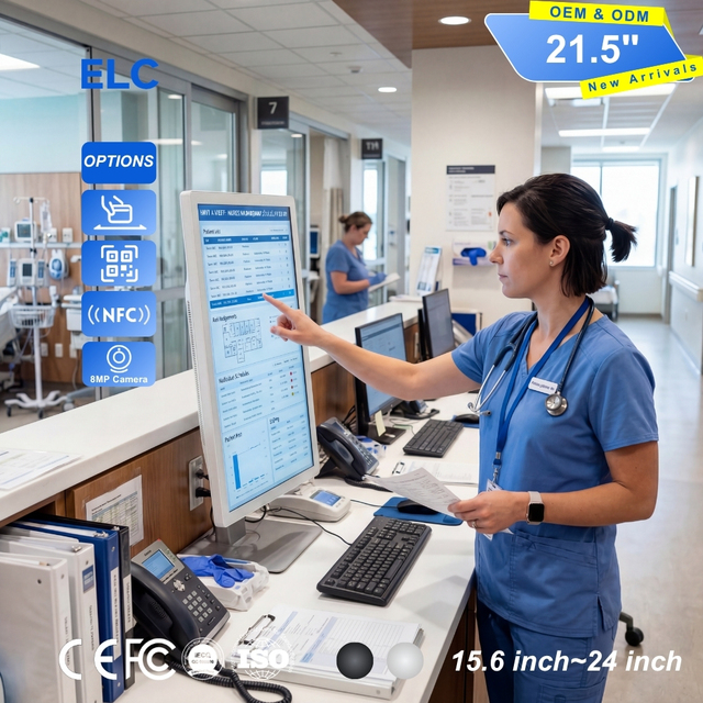 21.5"Professional Medical Grade Touch Screen Monitor Supporting Latex Glove Operation with HDMI USB for Nurse Station PC