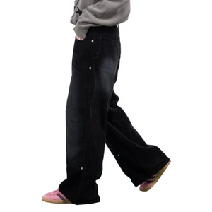 Pantalones de hombre de pana 100% algodón, estilo vintage, holgados, tipo carpintero, con doble rodilla, lavados y desgastados, de moda clásica, al por mayor - Product Image 4