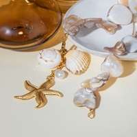Collar de Moda con Cadena de Piedras Naturales y Dije de Concha de Perla para Mujer, Joyería Fina de Verano con Diseño Oceánico, Novedad