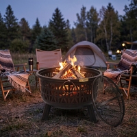 Gril rond sans fumée de jardin en métal, foyer au bois pour patio, foyer, tailles personnalisées, vente en gros