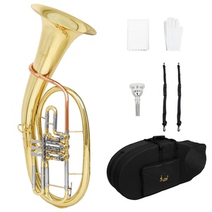 Llave plana de tres teclas <span class=keywords><strong>Tenor</strong></span> Bugle chapado en oro niquelado fósforo bronce B-Flat para comercio exterior para trompeta de tuba de banda de latón - Product Image 6