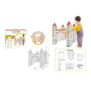 Maison de jeu en carton ondulé durable pour enfants, modèle de château 3D, maison de jeu avec épaisseur