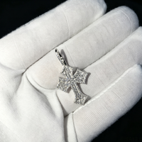 Pendentif Croix Gothique Personnalisé en Argent Sterling 925 Entièrement Micro-Pavé de Moissanite VVS, Style Hip Hop Chrétien pour Collier
