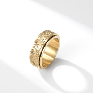 Stainless Steel Rotating <b>Ring</b> With Nordic <b>Celtic</b> Knot Design Unisex Jewelry Gift Geometric Pattern K-R642 - Product Image 3