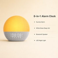 Réveil Lumineux Sunrise avec Bruit Blanc, Aide au Sommeil, Haut-parleur Bluetooth, Veilleuse LED et Lampe de Chevet en Tissu pour Chambre à Coucher
