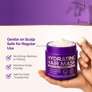 Masque capillaire hydratant à la kératine, au collagène et à la biotine pour soins profonds après l'application d'un relaxant capillaire, pour cheveux bouclés, colorés, abîmés et secs - Product Image 2