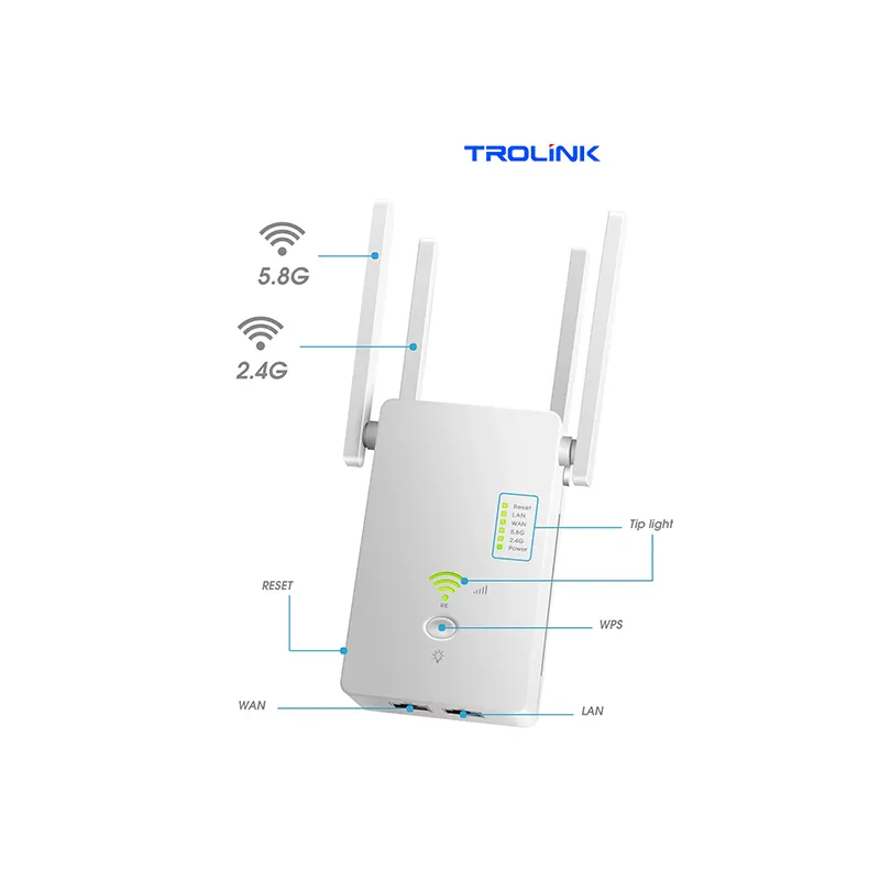 Novo Estilo de Repetidor de Sinal Wifi Forte Aumento de Longa Faixa de Lançamento Internet Impulsionador 1200Mbps Rede Impulsionador