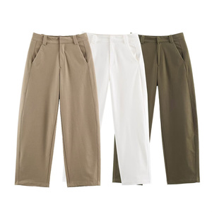 ZATRHMBM 2026 Otoño Nueva Moda Pantalones Largos Casuales de Poliéster Tejido de Cintura Media para Mujer - Product Image 1