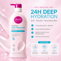 Lotion corporelle hydratante 24H Akaril 473ml – Fraîcheur et confort, douce pour la peau, au beurre de karité, nourrissante et réparatrice, soin quotidien