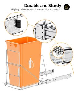 Étagère de rangement moderne pour poubelle <span class=keywords><strong>sous</strong></span> évier avec rails métalliques, glissières robustes pour rangement de cuisine, design multifonctionnel - Product Image 3