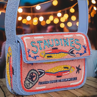 Sac à main en coton écologique brodé à la main, multicolores, de style indien traditionnel, avec des perles, design élégant, Glowin Fashion, pour un usage quotidien