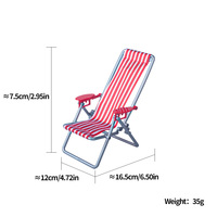 Miniature pour maison de poupée, ensemble de chaise pliante de plage en bord de mer avec petit tissu, jouet DIY BJD