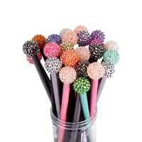 Luxe Noir Bois Acrylique Boule Diamant Pierre Crayon Promotionnel Crayon Cadeau Stylo Crayon pour Étudiant Fournitures De Bureau Logo Personnalisé