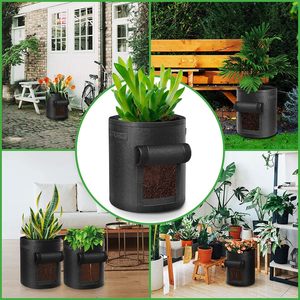 Sacs <span class=keywords><strong>de</strong></span> culture <span class=keywords><strong>de</strong></span> légumes pour jardin <span class=keywords><strong>de</strong></span> 5, 7 et 10 gallons, réutilisables, écologiques, pliables, en feutre, avec couleur personnalisable - Product Image 6