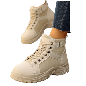 Stile europeo americano per stivali Martin <span class=keywords><strong>Sneakers</strong></span> da <span class=keywords><strong>donna</strong></span> <span class=keywords><strong>Sneakers</strong></span> alte in tela con lacci spessi fino alla caviglia - Product Image 1