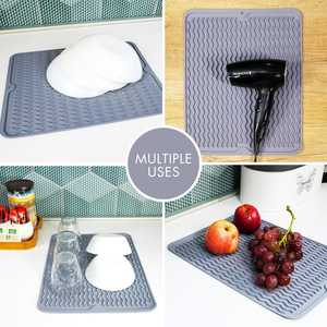<b>Silicone</b> Dish Drying <b>Mat</b> For Kitchen Counter,Dish Drying Pad,Non-slip <b>Drain</b> Pad Heat Resistant <b>Silicone</b> Faucet <b>Mat</b> - Product Image 3