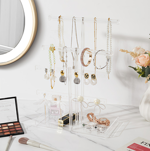 Présentoir à bijoux en acrylique moderne et minimaliste, empilable, avec plateau inférieur, facile à assembler, pour boutiques et usage personnel - Product Image 4