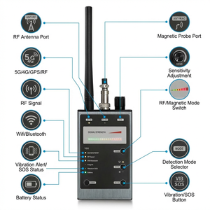 Detector de Dispositivos Ocultos Portátil V90 AI de 50MHz - 12GHz, Anti Cámaras, GPS, Micrófonos <span class=keywords><strong>Espía</strong></span>, Detector de Lentes Láser - Product Image 2