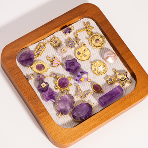 จี้สแตนเลสแบบใหม่ ชุดสีม่วง รูปดาว <span class=keywords><strong>ผีเสื้อ</strong></span> ดอกไม้ ร่ม รูปไข่ สำหรับผู้หญิง - Product Image 4