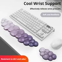 Tapis de souris avec support pour poignet, support pour clavier, antidérapant, en silicone transparent, forme nuage dégradé, pour bureau, jeu, souris, poignet