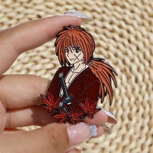 6CM Imitation Enamel Brooch Anime Pin Button Badge <strong>Kenshin</strong> Himura Stationery Jewelry Decoration Alloy Crafts - Product Image 2
