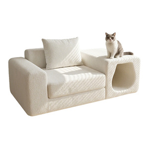 Divano Sezionale Modulare Moderno con Cuccia Integrata <span class=keywords><strong>per</strong></span> Animali Domestici, Divano in Tessuto Pet-Friendly con Bracciolo <span class=keywords><strong>per</strong></span> Gatti <span class=keywords><strong>e</strong></span> Animali Domestici <span class=keywords><strong>che</strong></span> Condividono lo Spazio - Product Image 5