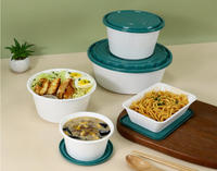 Boîtes à lunch jetables en plastique PET avec couvercles scellés chauffables pour l'emballage alimentaire d'exposition, couleurs et tailles personnalisées