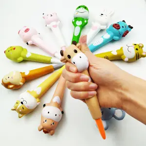 Fw66 caneta de gel com brinquedos pu, material escolar kawaii, caneta de gel para crianças, brinquedos sensorial, canetas de alívio de estresse