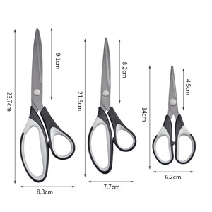Ciseaux ménagers revêtus de téflon, ensemble de 3 pièces, en acier inoxydable, tranchants, pour couper le tissu et le papier, usage domestique et de bureau, gris noirâtre, roseâtre - Product Image 4